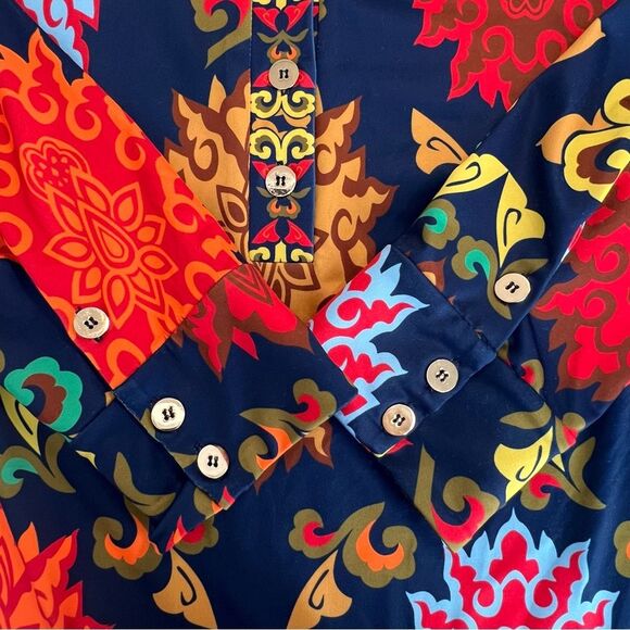 Gretchen Scott Jersey Mandarin Dress Size S Turkish Delight Maximalist Preppy - Picture 7 of 8